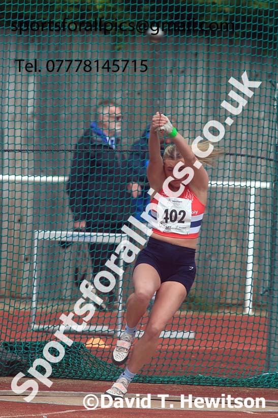 Womens Under-20s hammer, 2024 Northern Senior and Under-20s Track and Field Champs, Middlesbrough.  Photo: David T. Hewitson/Sports for All Pics